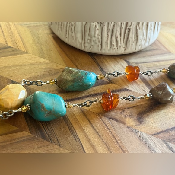 Retired Silpada Turquoise, Amber & Honey Jake Sterling Silver Choker - Picture 4 of 7